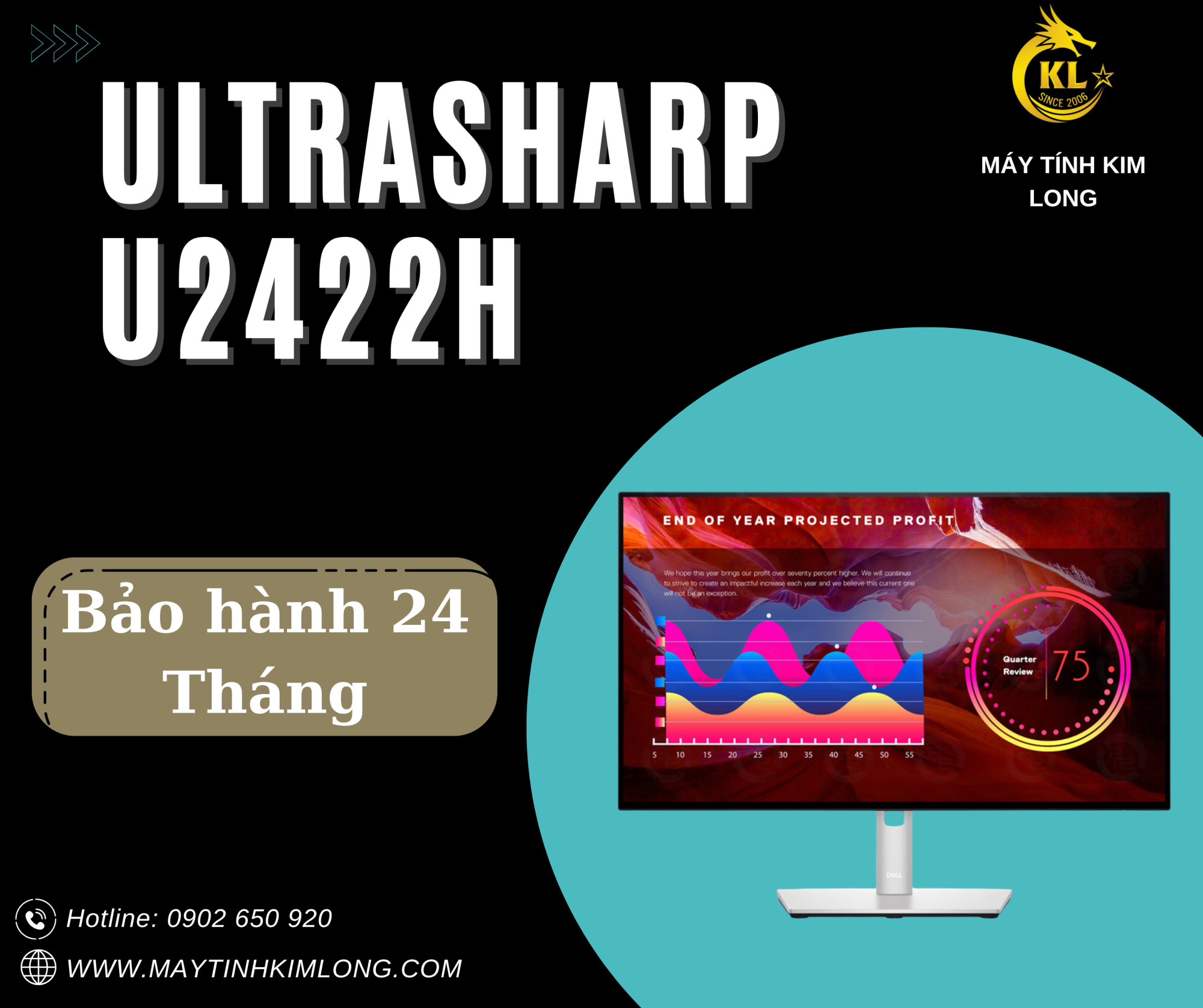 Màn Hình Dell UltraSharp U2422H (23.8 inch - FHD - IPS - 60Hz - 5ms - USB TypeC)